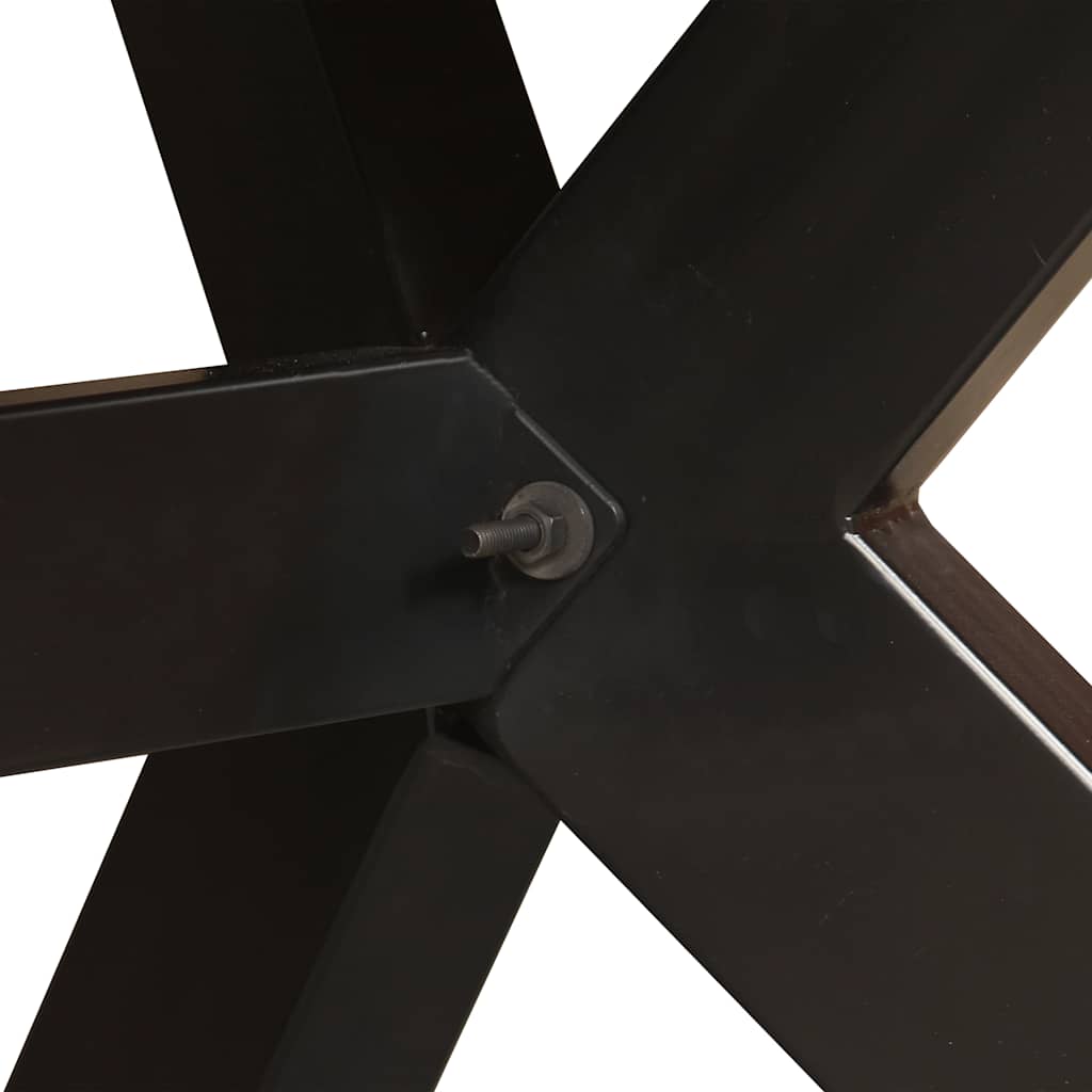244804 vidaXL Dining Table Solid Reclaimed Wood and Steel Cross 180 cm - Brown - 180 x 90 x 76 cm