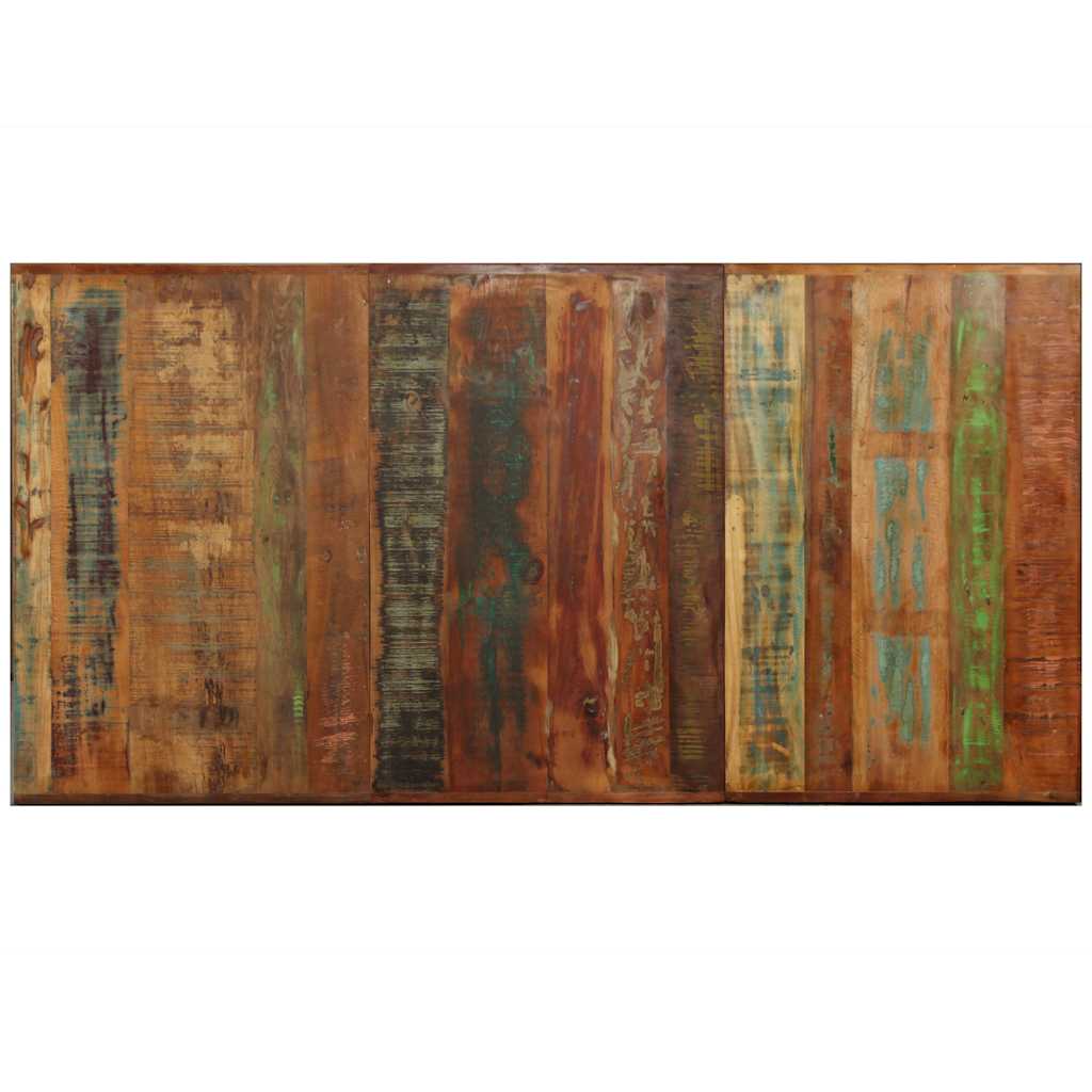 244804 vidaXL Dining Table Solid Reclaimed Wood and Steel Cross 180 cm - Brown - 180 x 90 x 76 cm