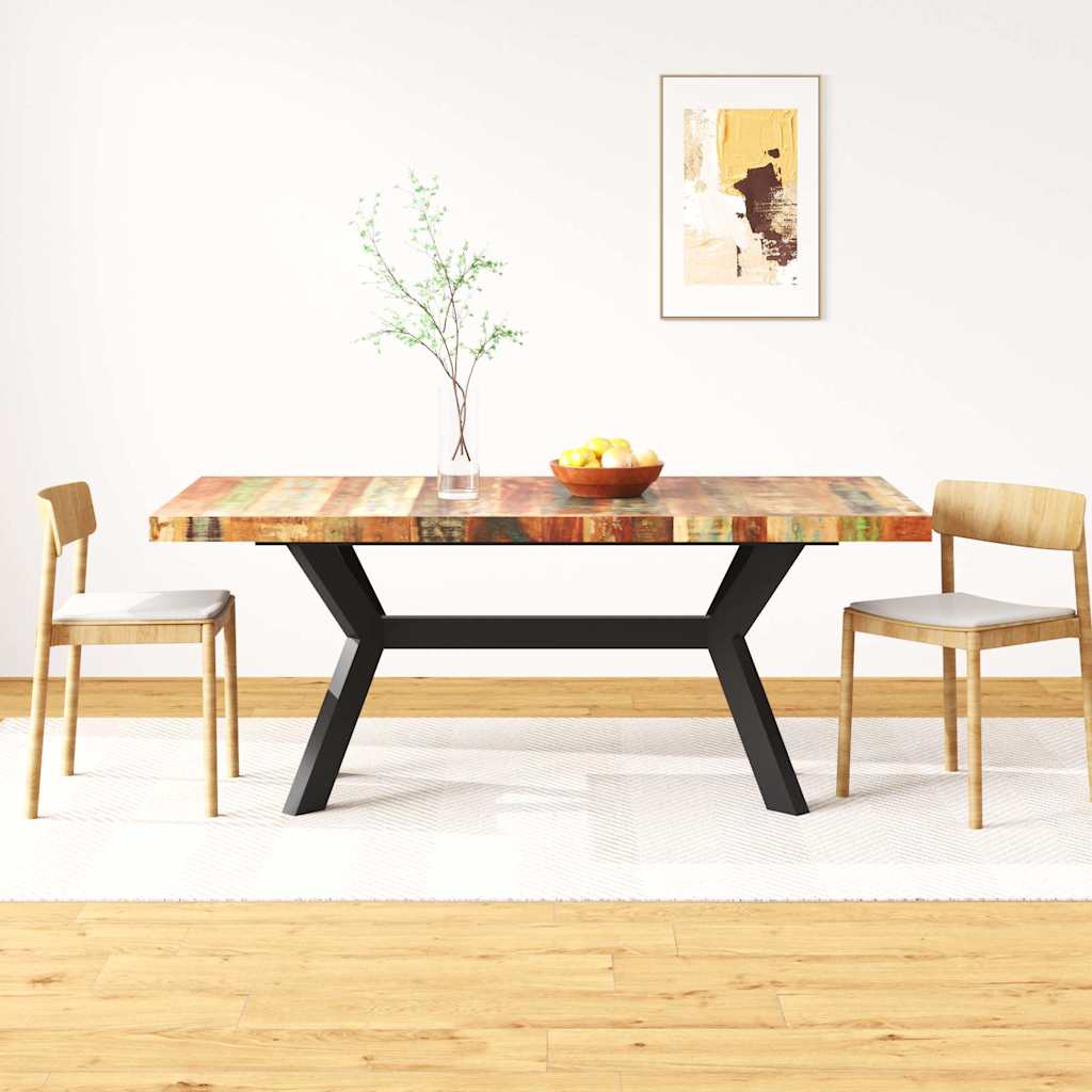 244804 vidaXL Dining Table Solid Reclaimed Wood and Steel Cross 180 cm - Brown - 180 x 90 x 76 cm