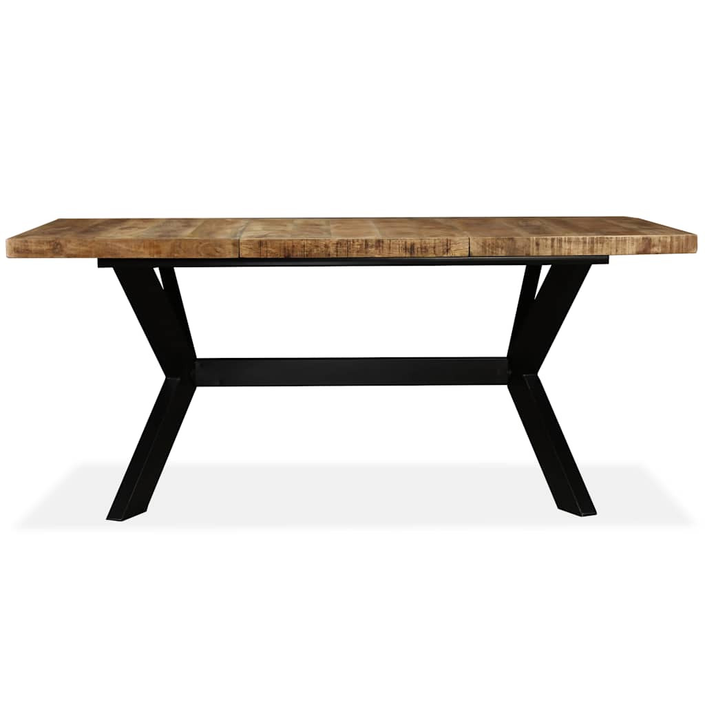244805 vidaXL Dining Table Solid Mango Wood and Steel Cross 180 cm - Brown - 180 x 90 x 76 cm