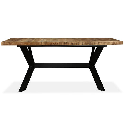 244805 vidaXL Dining Table Solid Mango Wood and Steel Cross 180 cm - Brown - 180 x 90 x 76 cm