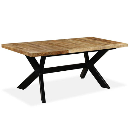 244805 vidaXL Dining Table Solid Mango Wood and Steel Cross 180 cm - Brown - 180 x 90 x 76 cm
