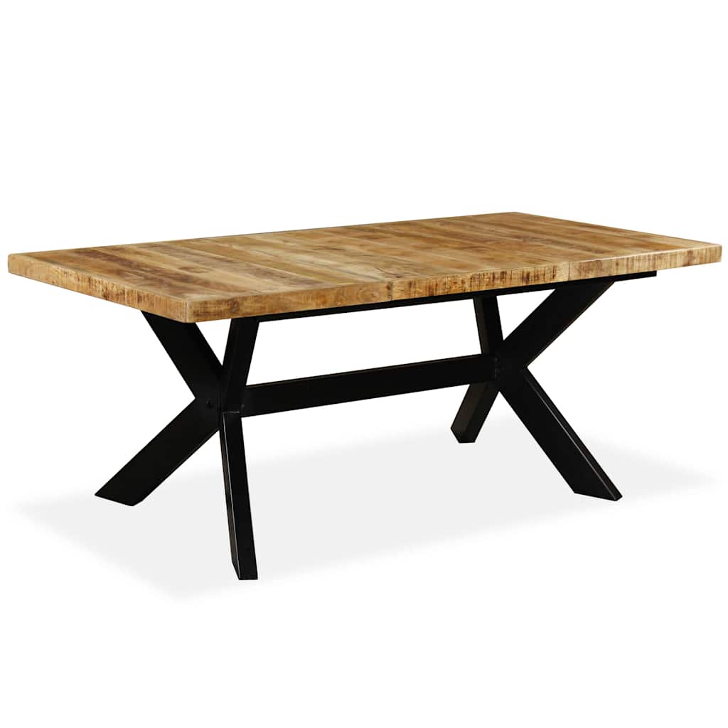 244805 vidaXL Dining Table Solid Mango Wood and Steel Cross 180 cm - Brown - 180 x 90 x 76 cm