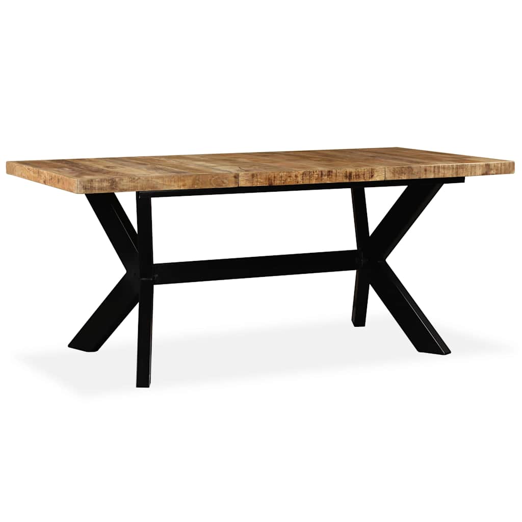 244805 vidaXL Dining Table Solid Mango Wood and Steel Cross 180 cm - Brown - 180 x 90 x 76 cm