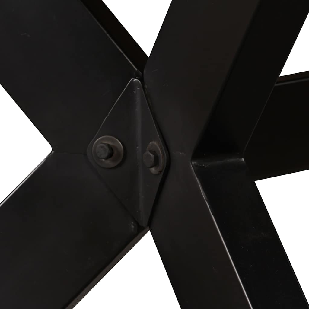 244805 vidaXL Dining Table Solid Mango Wood and Steel Cross 180 cm - Brown - 180 x 90 x 76 cm