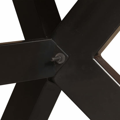 244805 vidaXL Dining Table Solid Mango Wood and Steel Cross 180 cm - Brown - 180 x 90 x 76 cm