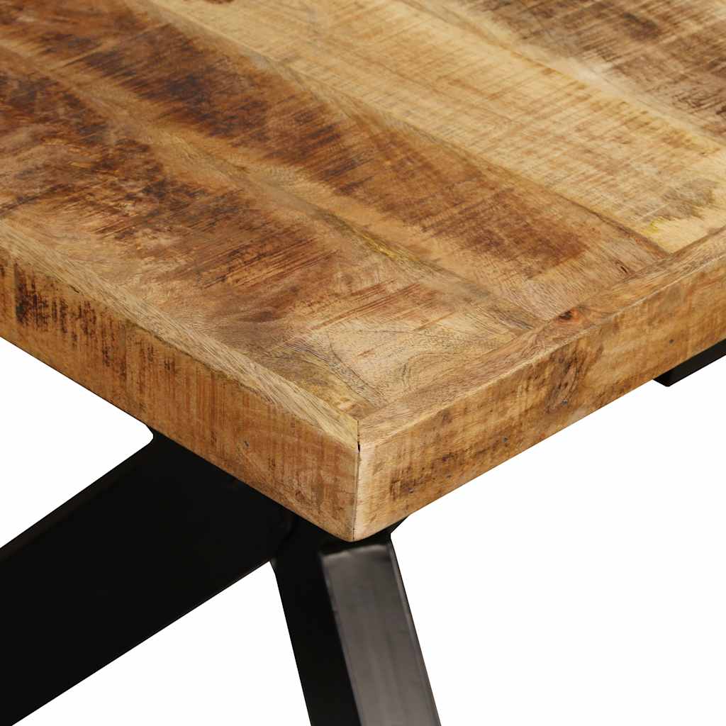 244805 vidaXL Dining Table Solid Mango Wood and Steel Cross 180 cm - Brown - 180 x 90 x 76 cm
