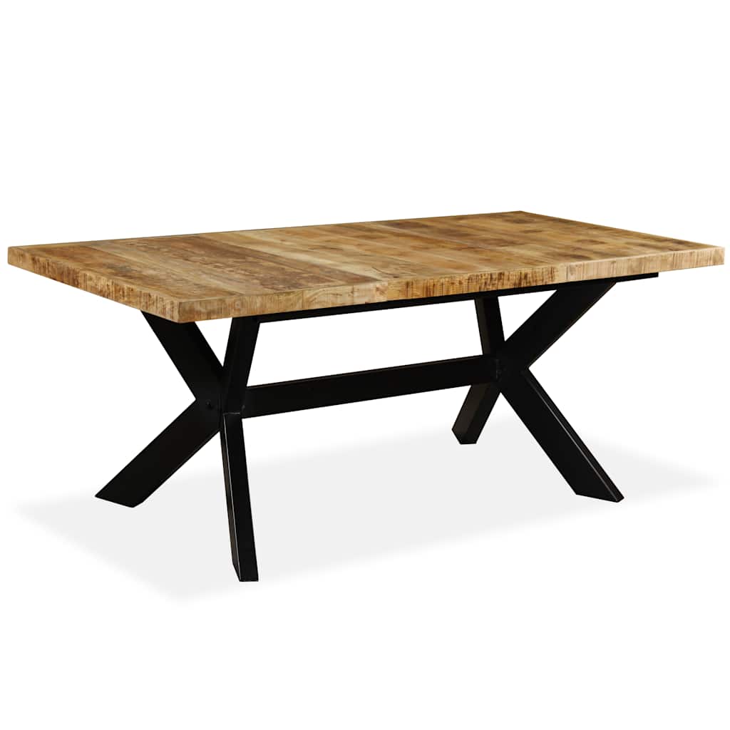 244805 vidaXL Dining Table Solid Mango Wood and Steel Cross 180 cm - Brown - 180 x 90 x 76 cm