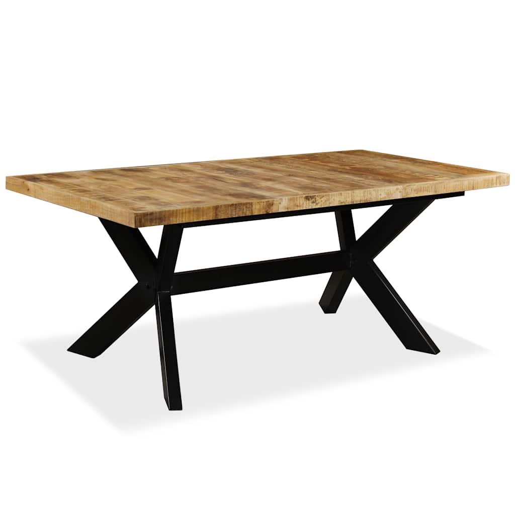 244805 vidaXL Dining Table Solid Mango Wood and Steel Cross 180 cm - Brown - 180 x 90 x 76 cm