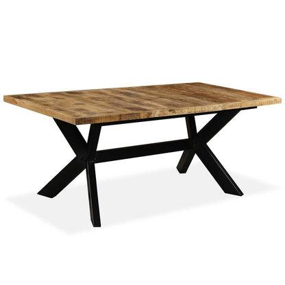 244805 vidaXL Dining Table Solid Mango Wood and Steel Cross 180 cm - Brown - 180 x 90 x 76 cm