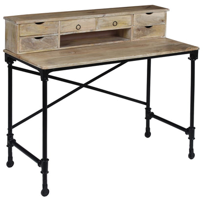 244947 vidaXL Writing Desk Solid Mango Wood and Steel 110x50x96 cm - Brown