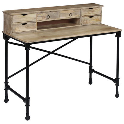 244947 vidaXL Writing Desk Solid Mango Wood and Steel 110x50x96 cm - Brown