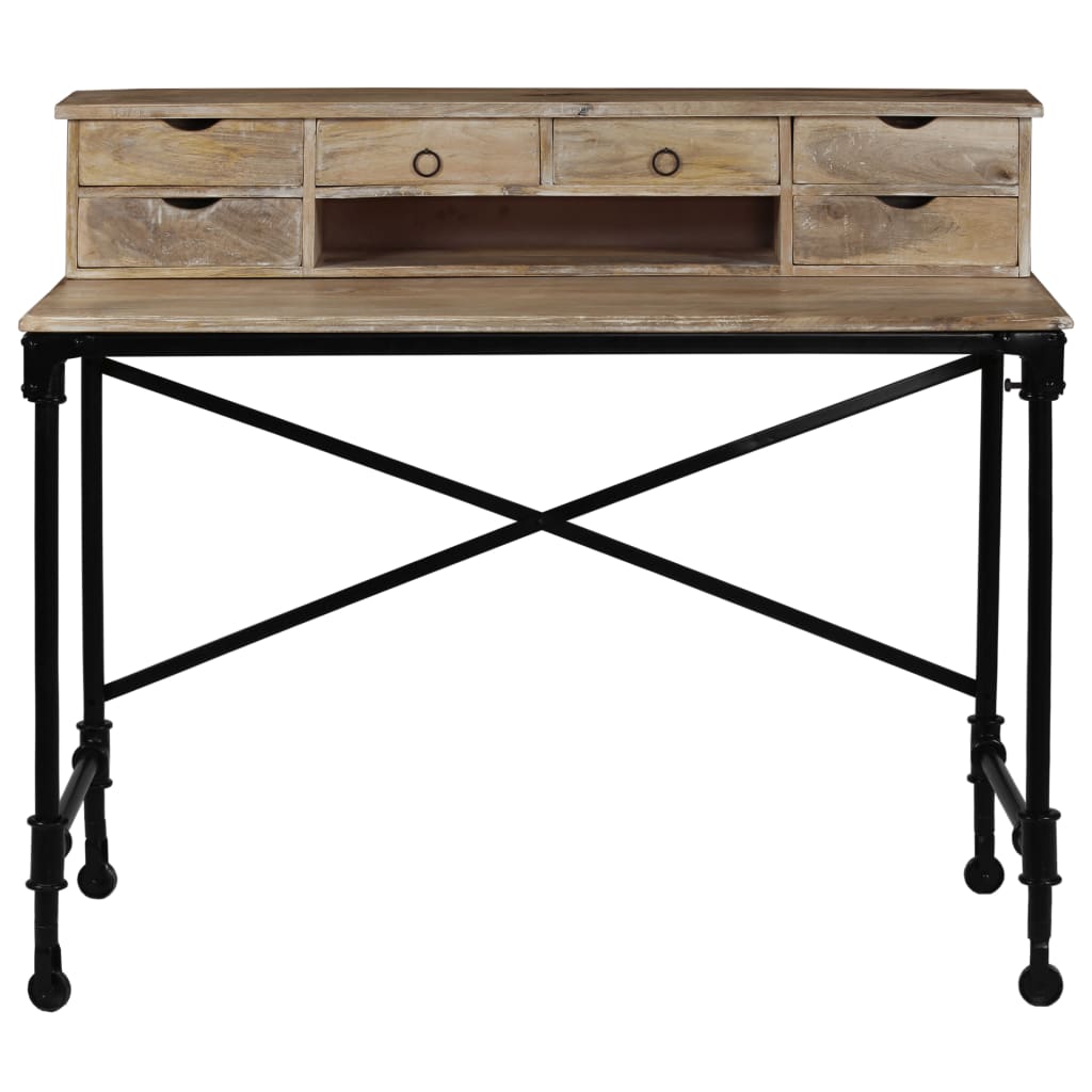 244947 vidaXL Writing Desk Solid Mango Wood and Steel 110x50x96 cm - Brown
