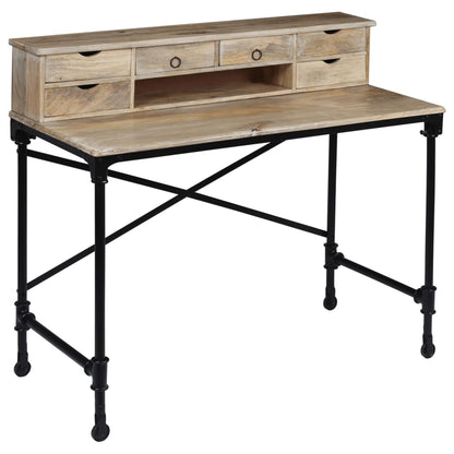 244947 vidaXL Writing Desk Solid Mango Wood and Steel 110x50x96 cm - Brown