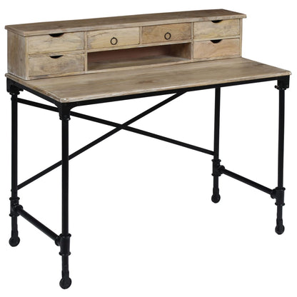 244947 vidaXL Writing Desk Solid Mango Wood and Steel 110x50x96 cm - Brown