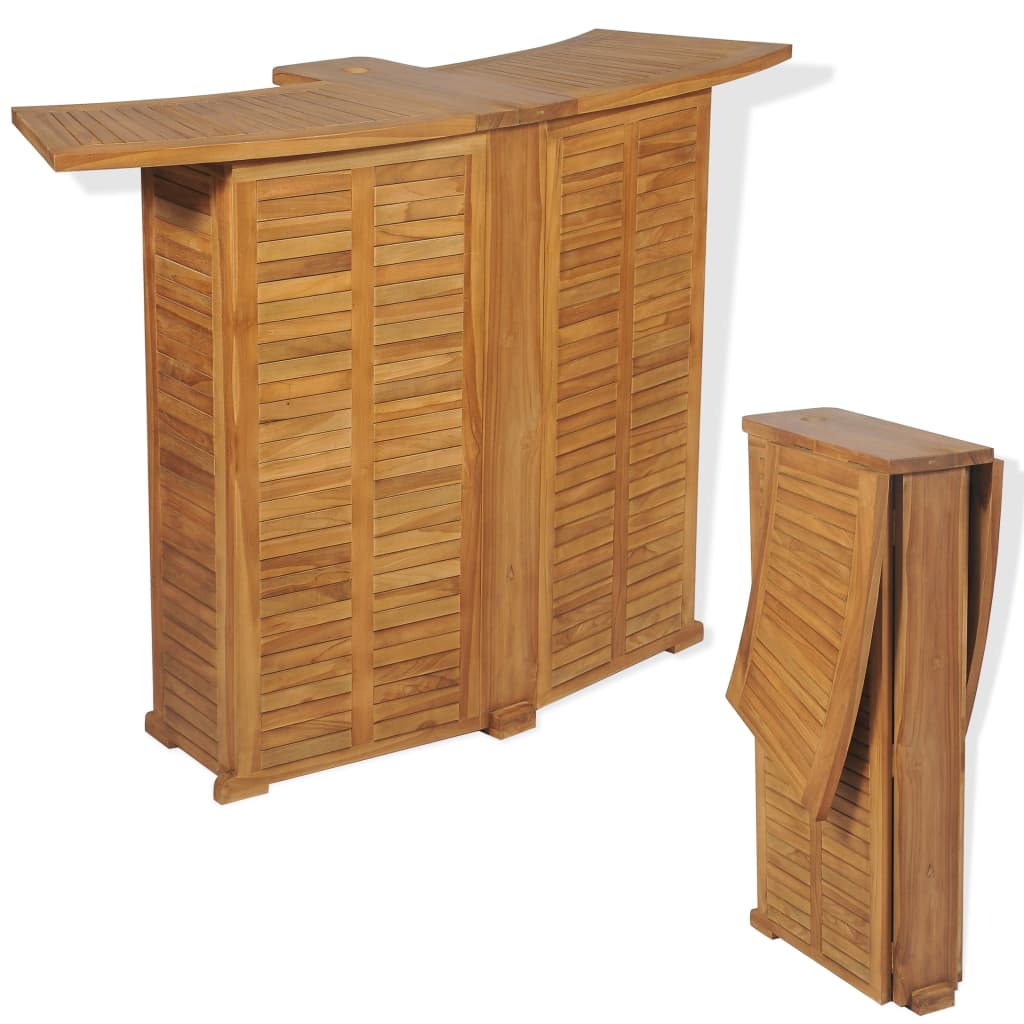 vidaXL Folding Bar Table 155x53x105 cm Solid Teak Wood - Brown