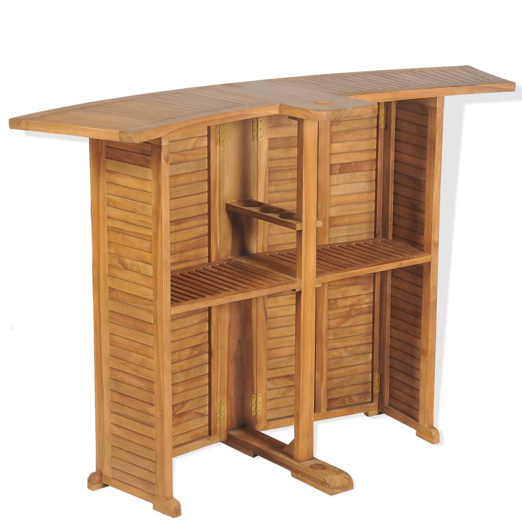 vidaXL Folding Bar Table 155x53x105 cm Solid Teak Wood - Brown