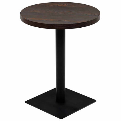 vidaXL Bistro Table MDF and Steel Round 60x75 cm Dark Ash - Brown - 60 x 75 x 60 cm