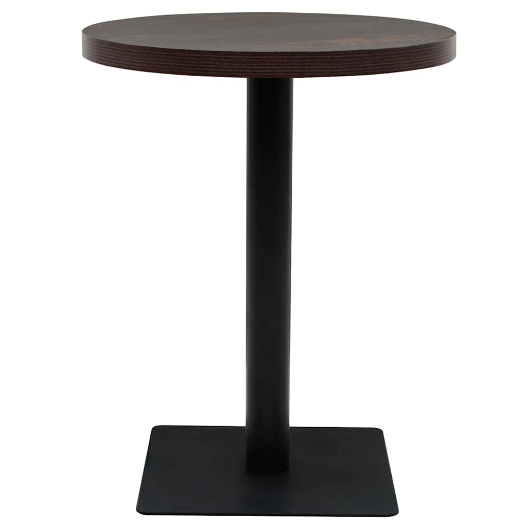 vidaXL Bistro Table MDF and Steel Round 60x75 cm Dark Ash - Brown - 60 x 75 x 60 cm