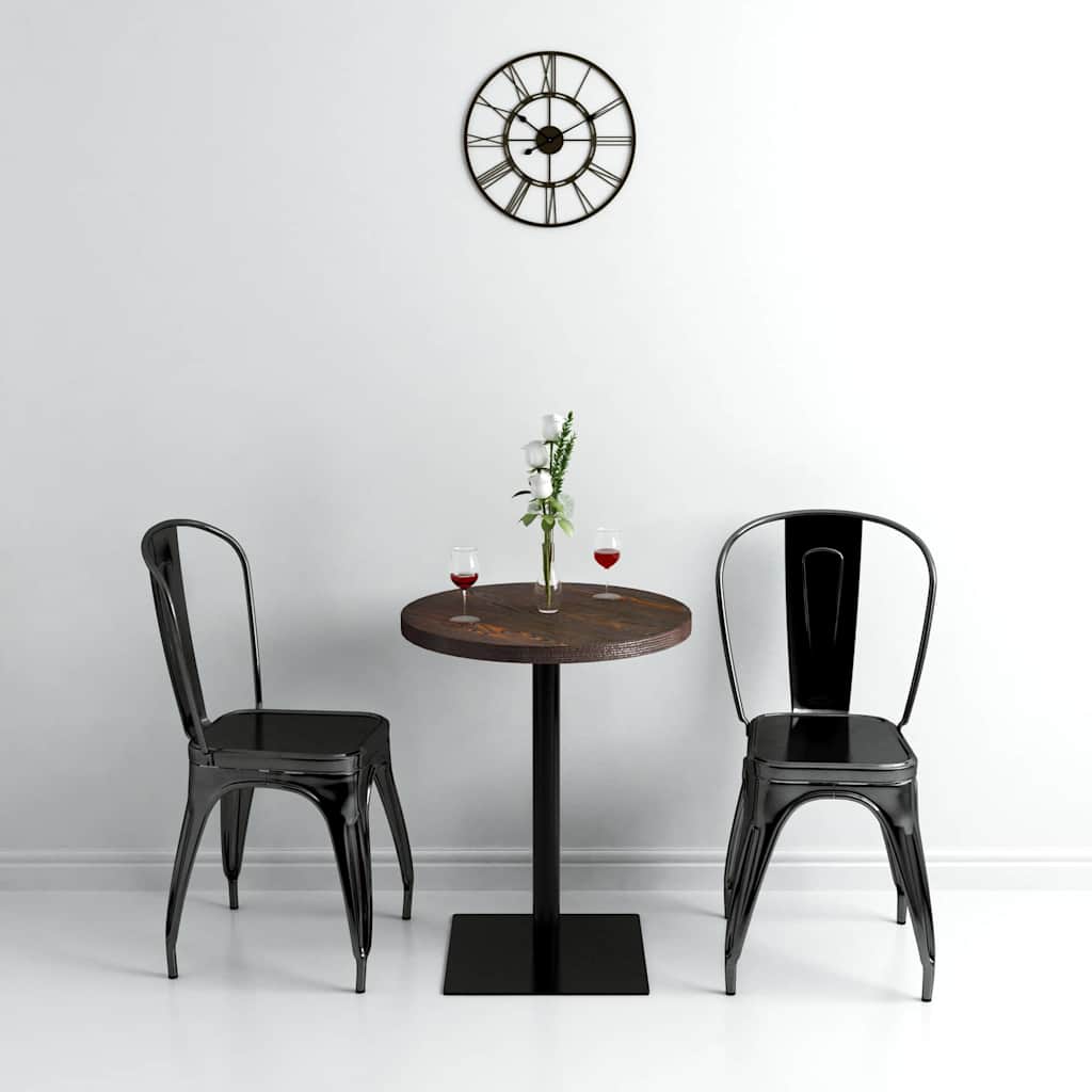 vidaXL Bistro Table MDF and Steel Round 60x75 cm Dark Ash - Brown - 60 x 75 x 60 cm