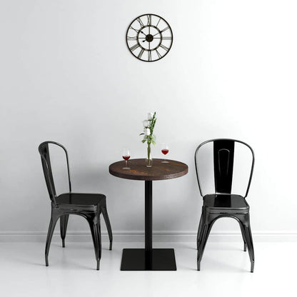 vidaXL Bistro Table MDF and Steel Round 60x75 cm Dark Ash - Brown - 60 x 75 x 60 cm