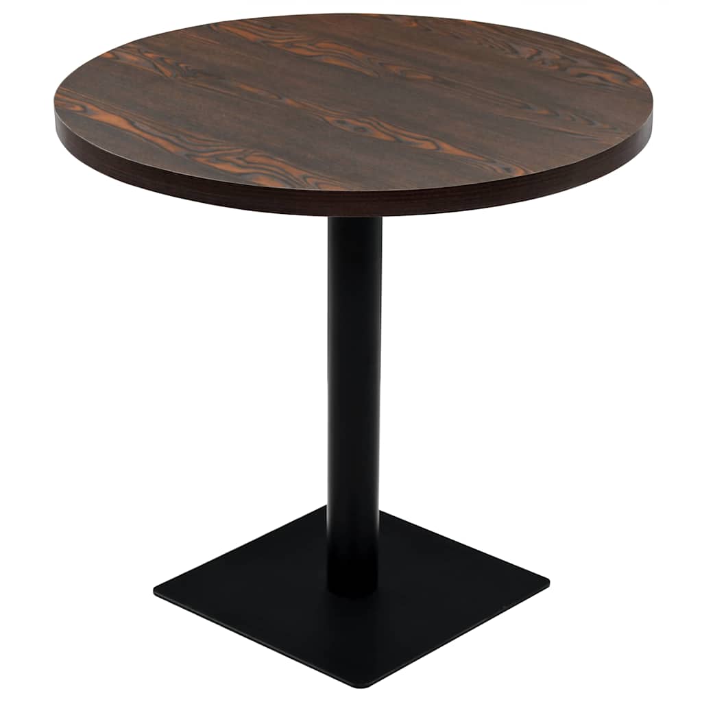 vidaXL Bistro Table MDF and Steel Round 80x75 cm Dark Ash - Brown - 80 x 75 x 80 cm