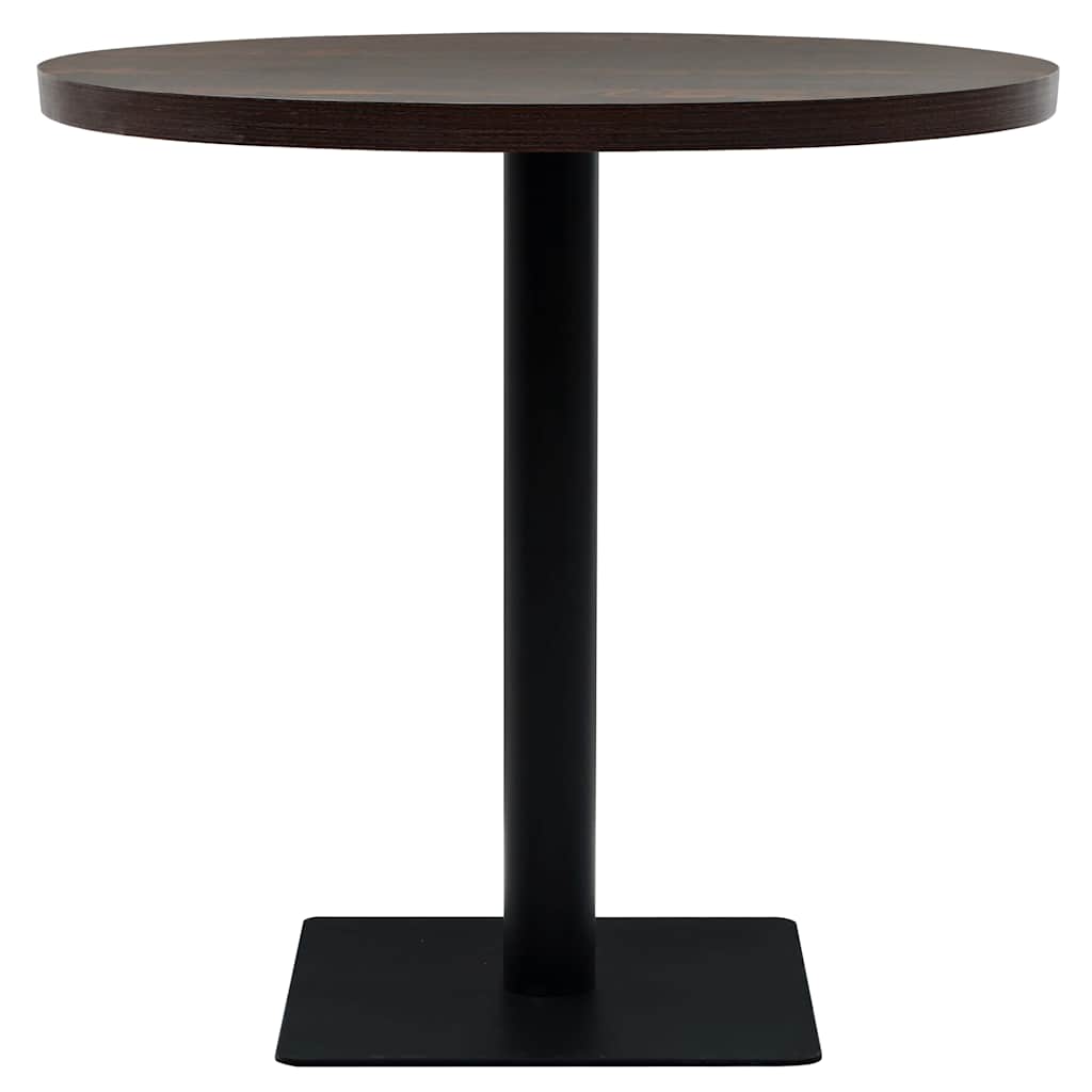 vidaXL Bistro Table MDF and Steel Round 80x75 cm Dark Ash - Brown - 80 x 75 x 80 cm