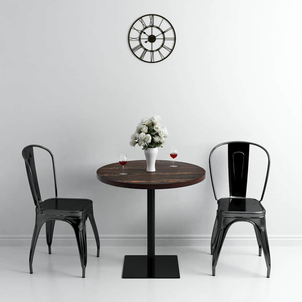 vidaXL Bistro Table MDF and Steel Round 80x75 cm Dark Ash - Brown - 80 x 75 x 80 cm