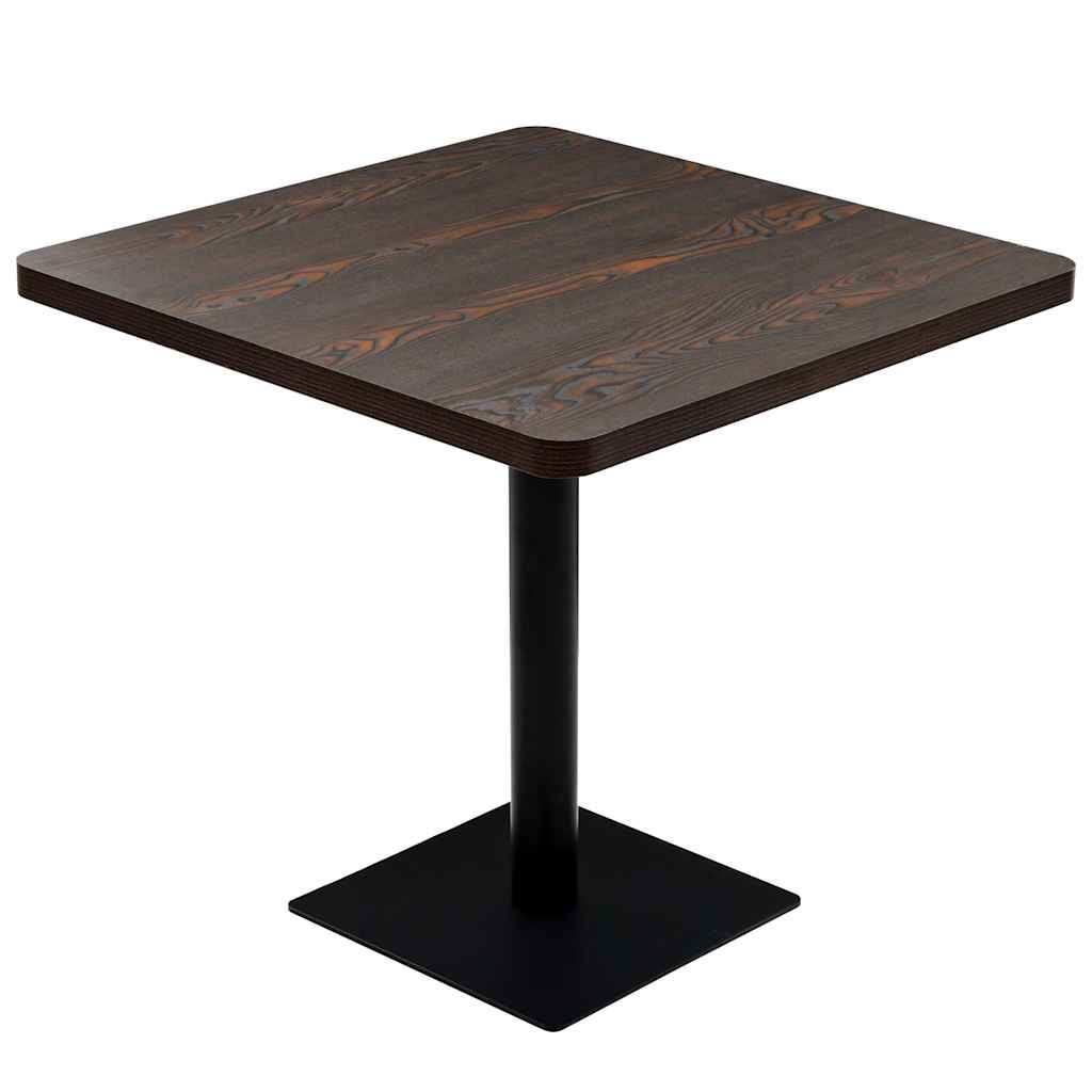 vidaXL Bistro Table MDF and Steel Square 80x80x75 cm Dark Ash - Brown