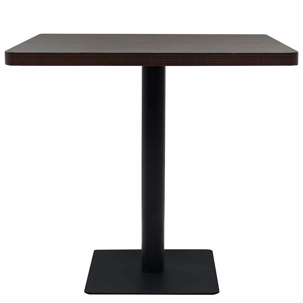 vidaXL Bistro Table MDF and Steel Square 80x80x75 cm Dark Ash - Brown