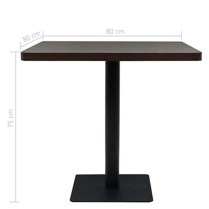 vidaXL Bistro Table MDF and Steel Square 80x80x75 cm Dark Ash - Brown