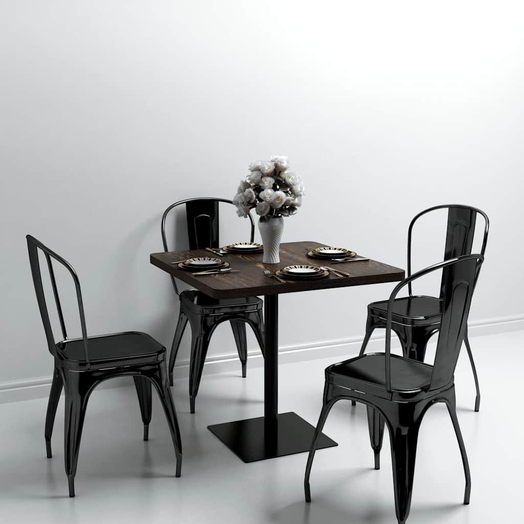vidaXL Bistro Table MDF and Steel Square 80x80x75 cm Dark Ash - Brown