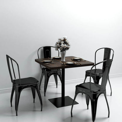 vidaXL Bistro Table MDF and Steel Square 80x80x75 cm Dark Ash - Brown