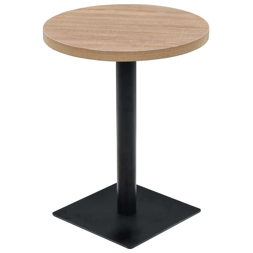 vidaXL Bistro Table MDF and Steel Round 60x75 cm Oak Colour - Beige - 60 x 75 x 60 cm