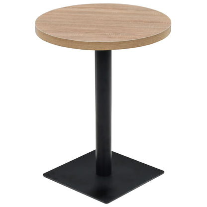 vidaXL Bistro Table MDF and Steel Round 60x75 cm Oak Colour - Beige - 60 x 75 x 60 cm