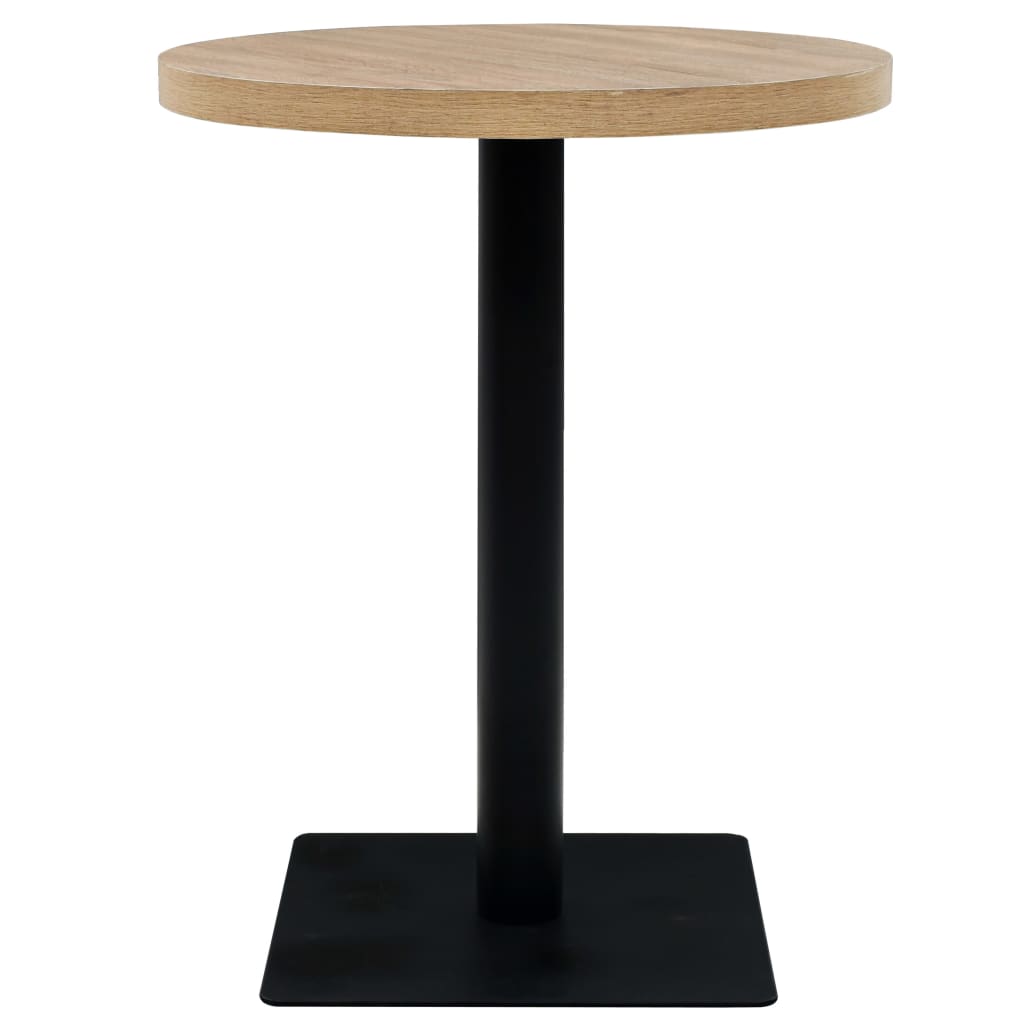 vidaXL Bistro Table MDF and Steel Round 60x75 cm Oak Colour - Beige - 60 x 75 x 60 cm