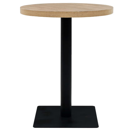 vidaXL Bistro Table MDF and Steel Round 60x75 cm Oak Colour - Beige - 60 x 75 x 60 cm