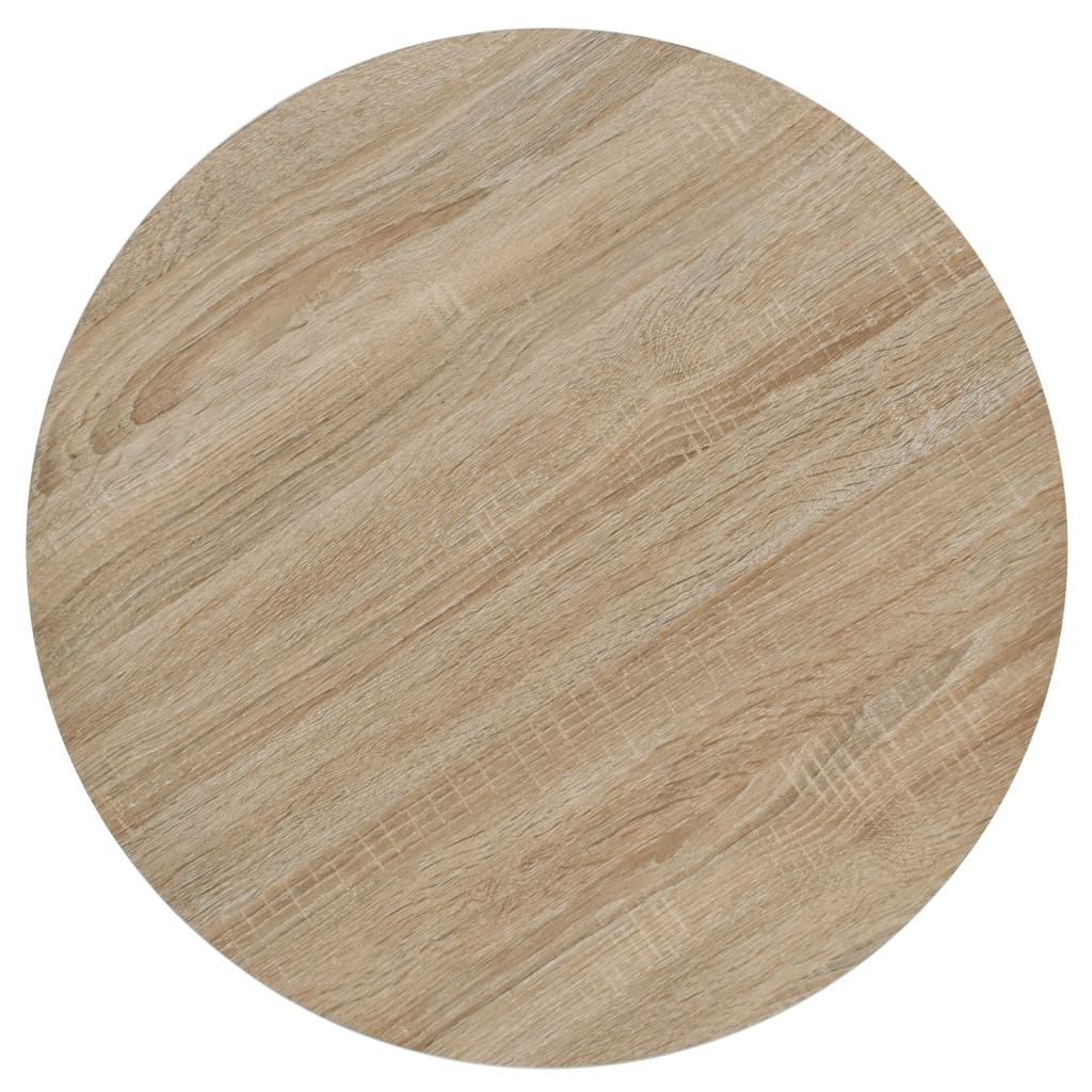 vidaXL Bistro Table MDF and Steel Round 60x75 cm Oak Colour - Beige - 60 x 75 x 60 cm