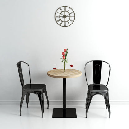 vidaXL Bistro Table MDF and Steel Round 60x75 cm Oak Colour - Beige - 60 x 75 x 60 cm