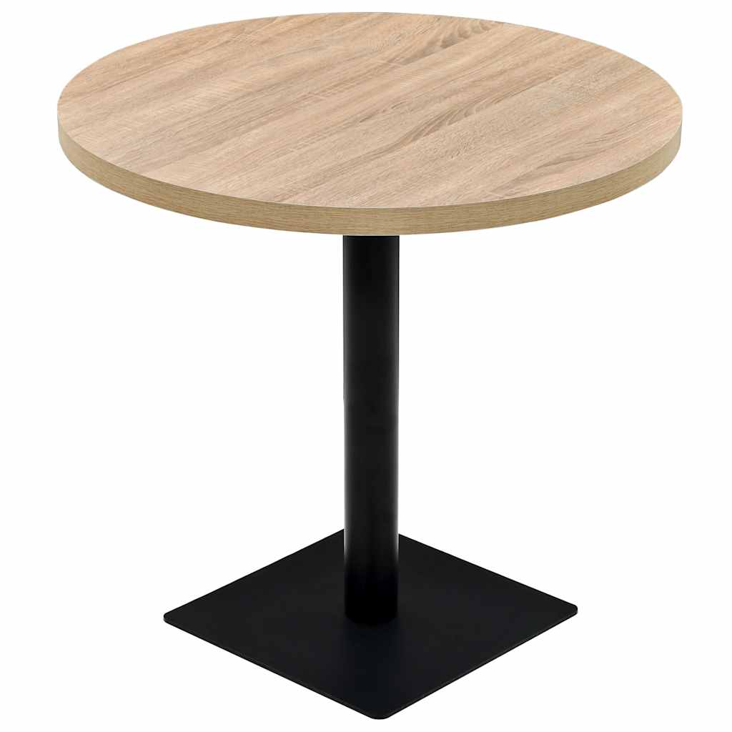 vidaXL Bistro Table MDF and Steel Round 80x75 cm Oak Colour - Beige - 80 x 75 x 80 cm