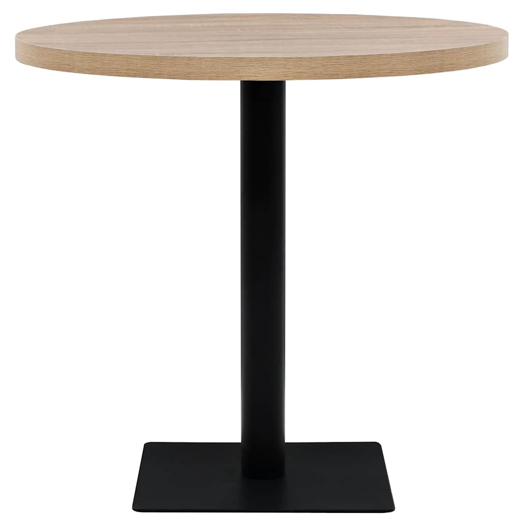 vidaXL Bistro Table MDF and Steel Round 80x75 cm Oak Colour - Beige - 80 x 75 x 80 cm