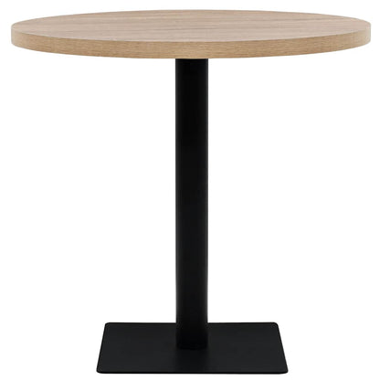 vidaXL Bistro Table MDF and Steel Round 80x75 cm Oak Colour - Beige - 80 x 75 x 80 cm