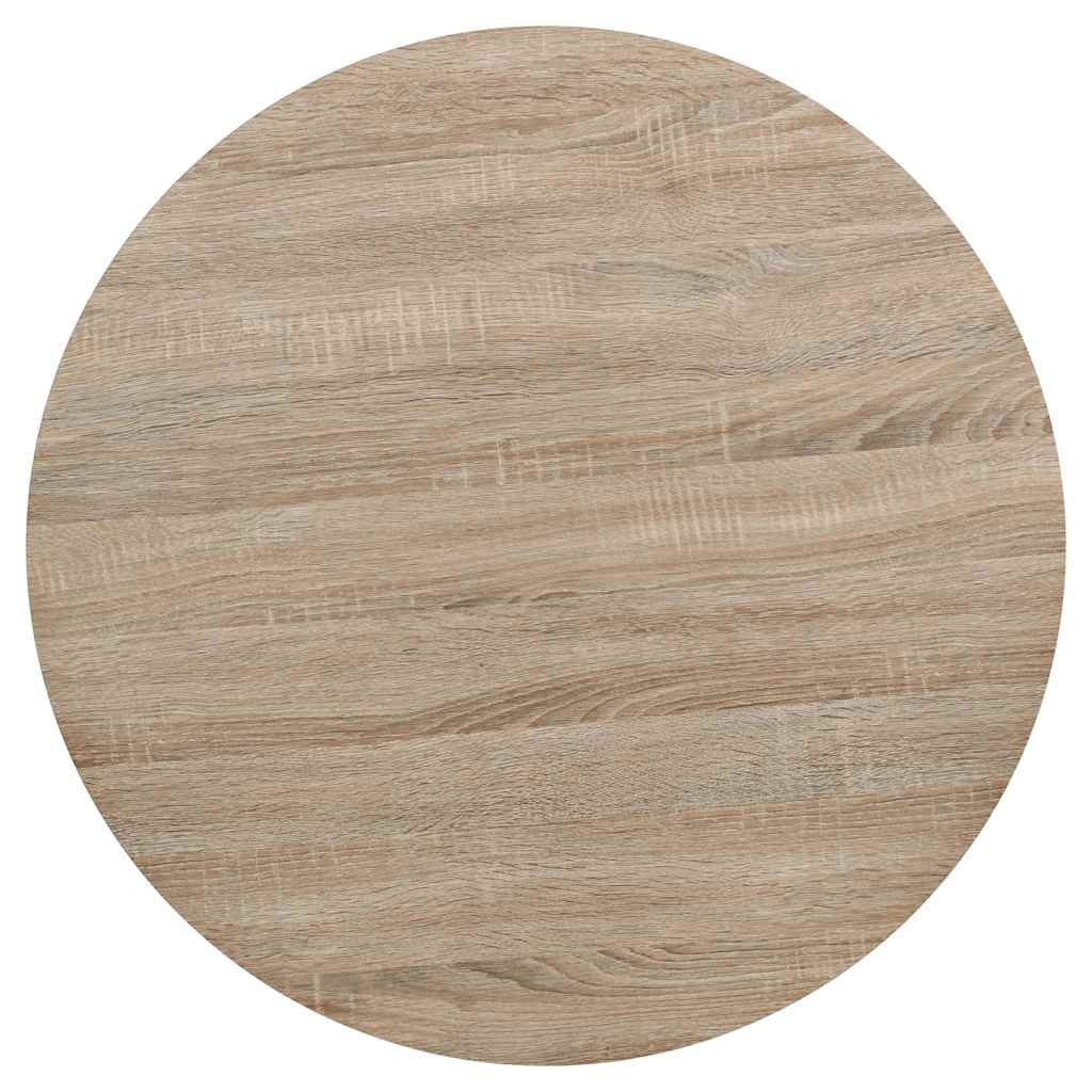 vidaXL Bistro Table MDF and Steel Round 80x75 cm Oak Colour - Beige - 80 x 75 x 80 cm
