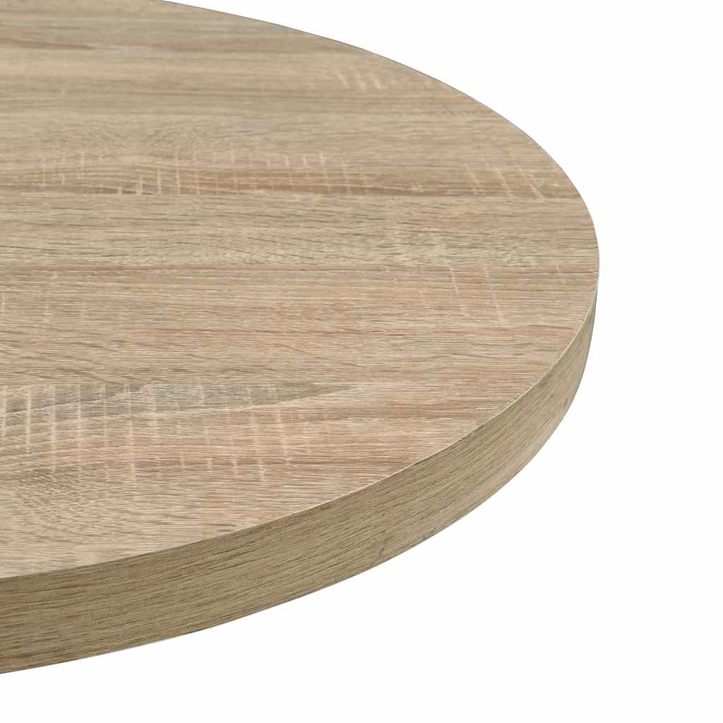 vidaXL Bistro Table MDF and Steel Round 80x75 cm Oak Colour - Beige - 80 x 75 x 80 cm
