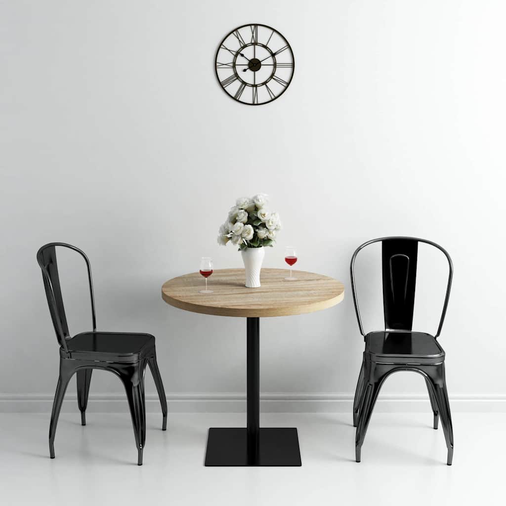 vidaXL Bistro Table MDF and Steel Round 80x75 cm Oak Colour - Beige - 80 x 75 x 80 cm