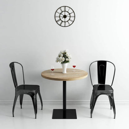 vidaXL Bistro Table MDF and Steel Round 80x75 cm Oak Colour - Beige - 80 x 75 x 80 cm