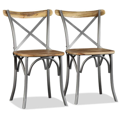 vidaXL Dining Chairs 4 pcs Solid Mango Wood and Steel Cross Back - Multicolour - 51 x 52 x 84 cm