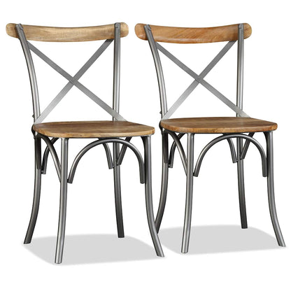 vidaXL Dining Chairs 4 pcs Solid Mango Wood and Steel Cross Back - Multicolour - 51 x 52 x 84 cm