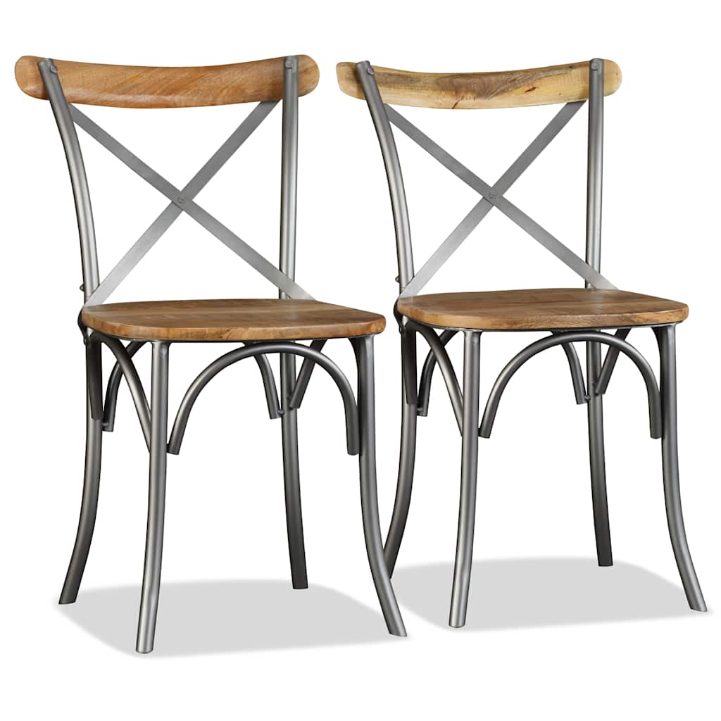 vidaXL Dining Chairs 4 pcs Solid Mango Wood and Steel Cross Back - Multicolour - 51 x 52 x 84 cm