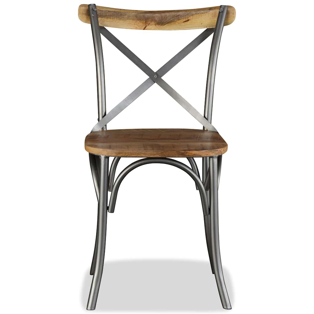 vidaXL Dining Chairs 4 pcs Solid Mango Wood and Steel Cross Back - Multicolour - 51 x 52 x 84 cm